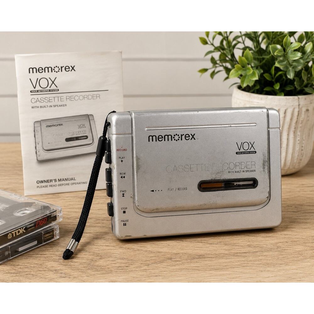 Memorex VOX Cassette Recorder Portable Tape Player Parts Repair Silver
